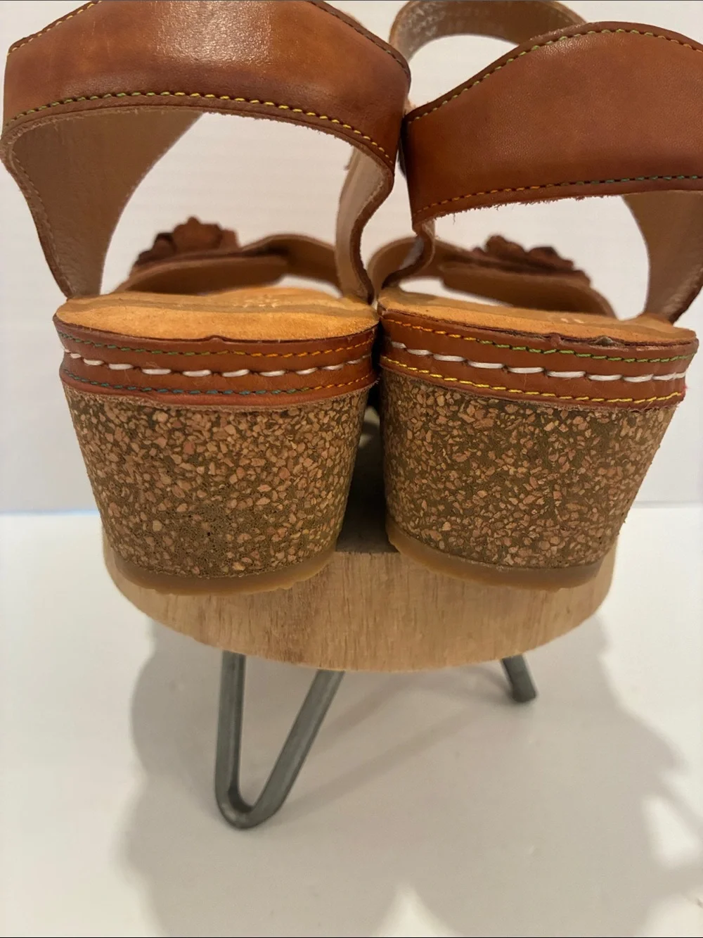 L'ATISTE by Spring Step Cuteness Leather Floral Wedge Sandals